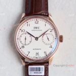 New IWC Portugieser 7 days power reserve Replica Watch Rose Gold White